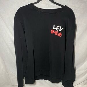 Comme des Garçons Black Sweatshirt with Red Hearts